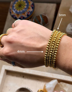3mm Elastic Gold Ball Bracelet