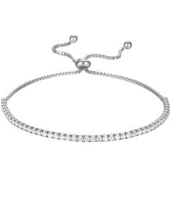 Adjustable Brynn Silver Tennis Bracelet |  925 Sterling Silver