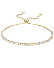 Load image into Gallery viewer, Adjustable Brynn Tennis Bracelet | Gold Plated 925 Sterling Silver
