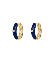 Load image into Gallery viewer, Dakota Huggies Navy | Gold Plated 925 Sterling Silver
