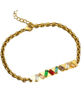 Load image into Gallery viewer, Rainbow Baguette Bracelet | Stainless Steel Gold Plated
