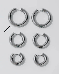 Large London Thick Hoops Silver 20mm | Stainless Steel