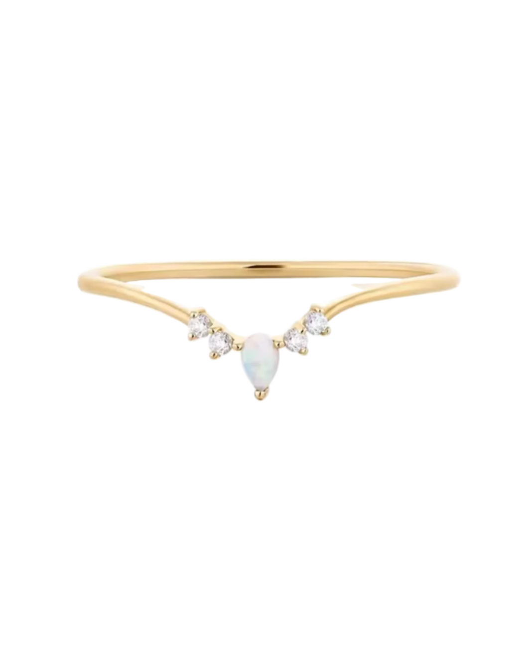 V Pear Opal Ring l Gold Plated 925 Sterling Silver