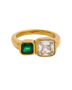 Danica Double Square Emerald Ring