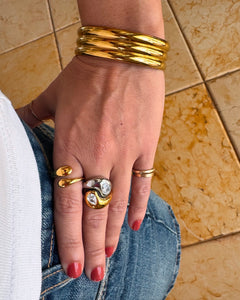 Bri Two Tone Statement Ring  | Stainless Steel Gold Plated