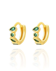 Zelda Emerald Huggies  | Gold Plated 925 Sterling Silver