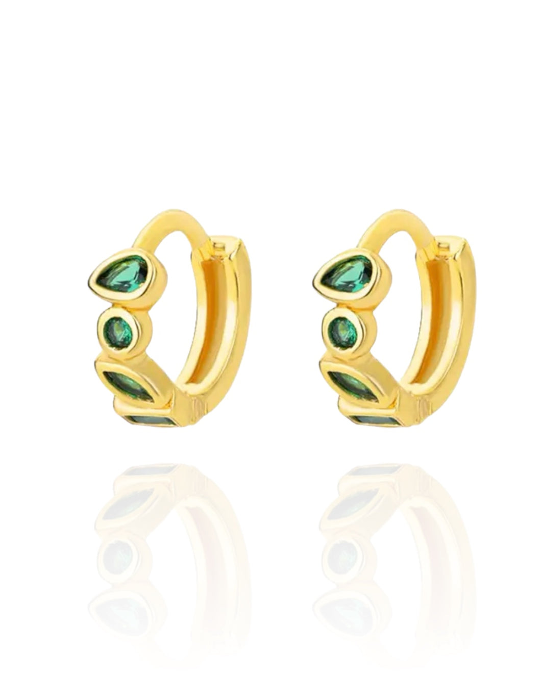 Zelda Emerald Huggies  | Gold Plated 925 Sterling Silver