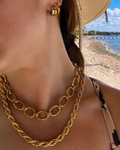 8mm Chunky Kelsi Rope Necklace Gold  | Gold Plated Stainless Steel