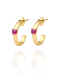 Idella Fuchsia Hoops | Gold Plated 925 Sterling Silver