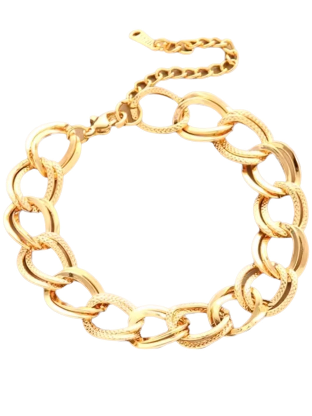 Maureen Mixed Flat Link Gold Bracelet | Gold Plated Stainless Steel