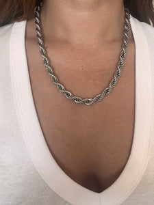 8mm Chunky Kelsi Rope Necklace Silver  | Stainless Steel