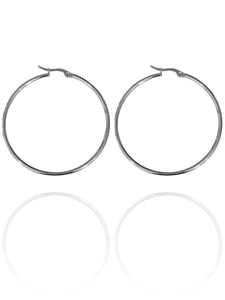 Thin Eden Large Hoops Silver 50mm | Stainless Steel