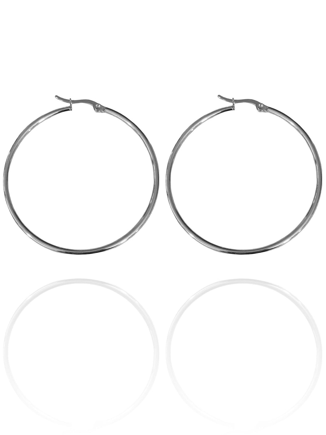 Thin Eden Large Hoops Silver 50mm | Stainless Steel