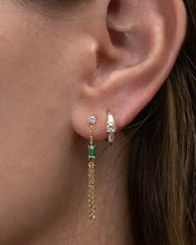 Load image into Gallery viewer, Marguerite Emerald Chain Drops | Gold Plated 925 Sterling Silver
