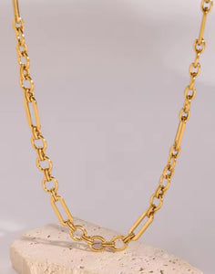 Ferrah Mixed Link Gold Necklace | Stainless Steel Gold Plated