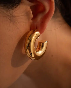 Mimi Thick Gold Bubble Hoops Butterfly Backs  | Stainless Steel Gold Plated