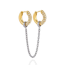 Load image into Gallery viewer, Two Tone Pave Chain Huggies
