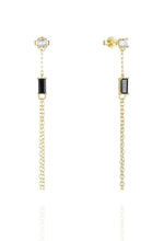 Load image into Gallery viewer, Marguerite Black Chain Drops | Gold Plated 925 Sterling Silver

