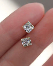 Load image into Gallery viewer, Princess Cut Studs | Gold Plated 925 Sterling Silver
