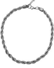 Load image into Gallery viewer, 8mm Chunky Kelsi Rope Necklace Silver  | Stainless Steel
