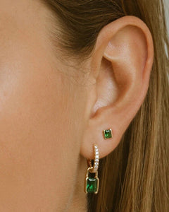 Bezel Emerald Studs | Gold Plated 925 Sterling Silver