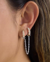 Load image into Gallery viewer, Two Tone Pave Chain Huggies

