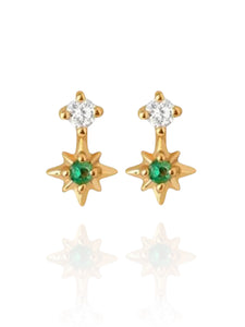 Anais Emerald Star Studs | Gold Plated 925 Sterling Silver