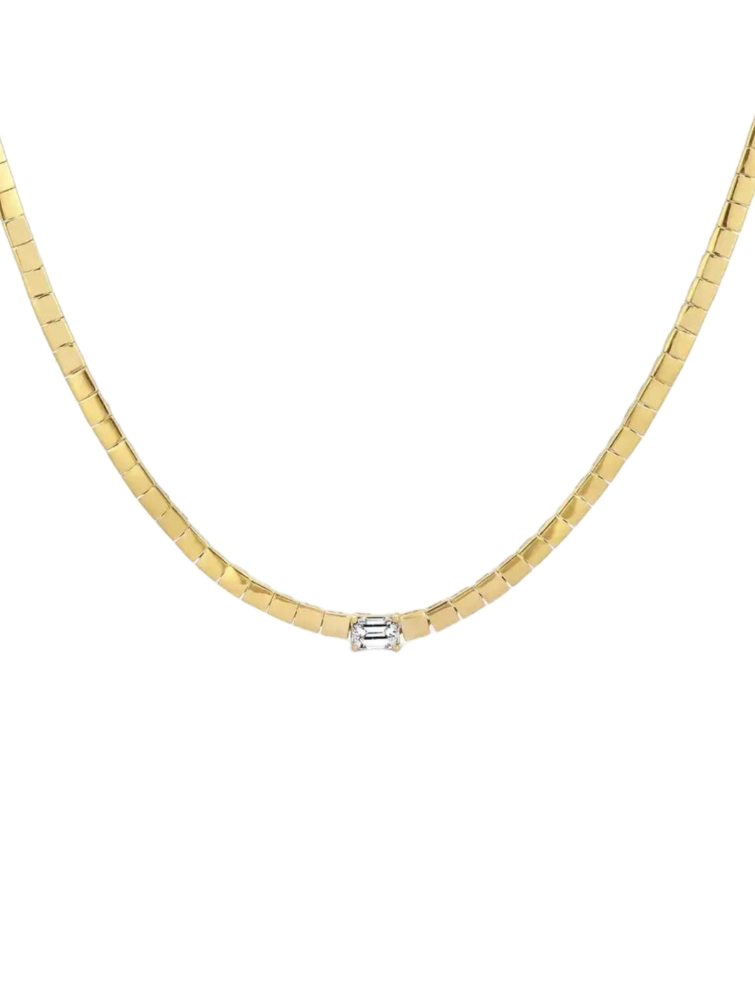 Lo Emerald Cut Gold Bar Necklace