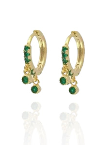 Aurelie Emerald Dangly Earrings | Gold Plated 925 Sterling Silver