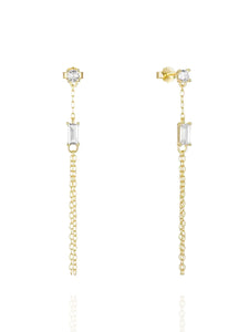 Marguerite White Chain Drops | Gold Plated 925 Sterling Silver