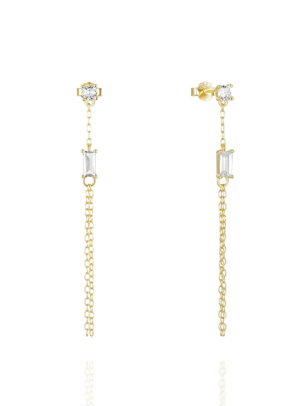 Marguerite White Chain Drops | Gold Plated 925 Sterling Silver
