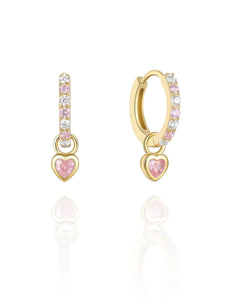 Pink Crystal Heart Drops | Gold Plated 925 Sterling Silver