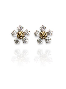 Tiny Crystal Daisy Studs | Gold Plated 925 Sterling Silver