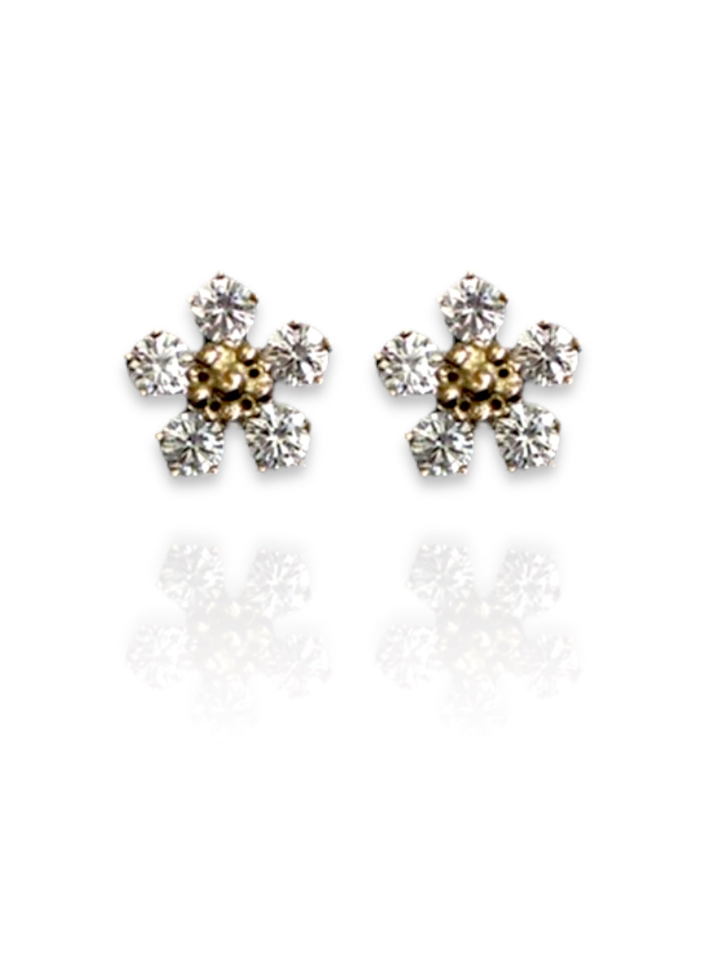 Tiny Crystal Daisy Studs | Gold Plated 925 Sterling Silver