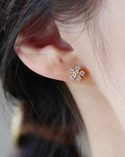 Load image into Gallery viewer, Tiny Crystal Daisy Studs | Gold Plated 925 Sterling Silver
