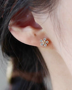 Tiny Crystal Daisy Studs | Gold Plated 925 Sterling Silver