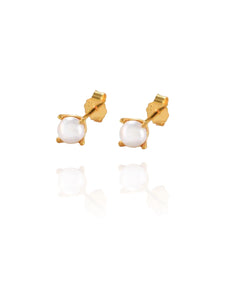 4mm Gold Pearl Studs | Gold Plated 925 Sterling Silver