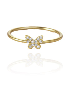 Tiny Gold Butterfly Ring | Gold Plated 925 Sterling Silver