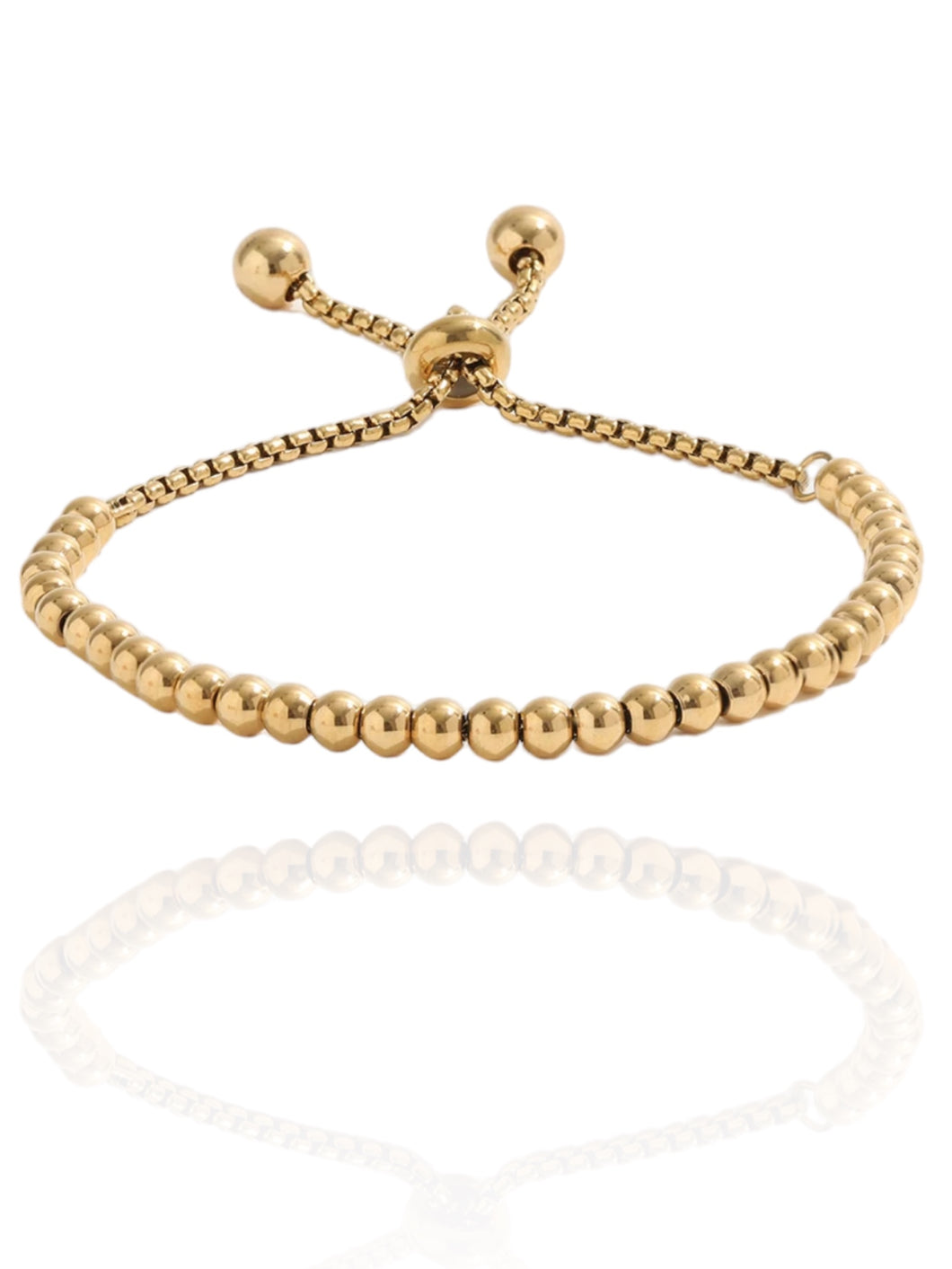 Gold Adjustable Beaded Ball Bracelet