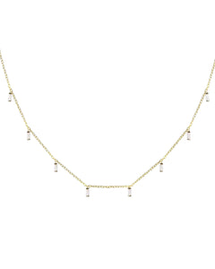 Billy Baguette Dangly Drop Necklace Gold