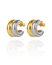 Load image into Gallery viewer, Two Tone Bubble Huggies  | Stainless Steel Gold Plated
