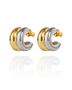 Two Tone Bubble Huggies  | Stainless Steel Gold Plated