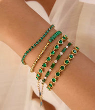 Load image into Gallery viewer, Diamond and Emerald Baguette Bracelet | Stainless Steel Gold Plated
