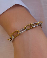 Load image into Gallery viewer, Tribeca Two Tone Oval Link Bracelet | Stainless Steel Gold Plated
