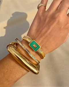 Marigold Green Enamel Bracelet | Stainless Steel Gold Plated