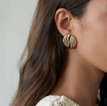 Load image into Gallery viewer, Maja Pave Statement Gold Earrings | Stainless Steel Gold Plated

