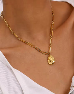 Pebble Mixed Link Gold Necklace | Stainless Steel Gold Plated
