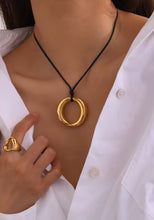 Load image into Gallery viewer, Olive O Gold Ring Cord Necklace | Stainless Steel Gold Plated
