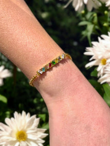 Rainbow Baguette Bracelet | Stainless Steel Gold Plated