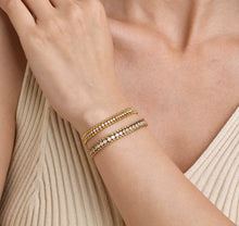 Load image into Gallery viewer, Camille Cuban Diamond Tennis Gold Bracelet | Gold Plated Stainless Steel
